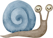 Watercolor illustration of a snail.